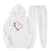 Womens 2 Piece Sweatsuit for FallOutfits Tracksuits Long Sleeve Pullover Hoodies Sweatshirt Coat And Sweatpants Suit